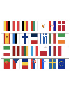 Guirlande 27 drapeaux pays européens et Europe en plastique