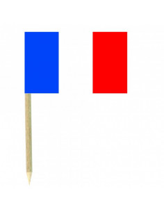 Sachet de 50 drapeaux France sur pic en bois : fabrication Française