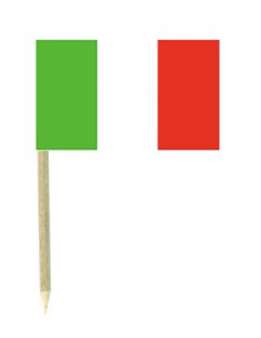 Sachet de 50 drapeaux Italie sur pic en bois : Made in France