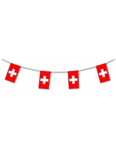 Guirlande drapeau Suisse en plastique : Fabrication Française