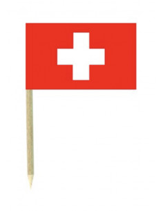 Sachet de 50 drapeaux Suisse sur piques en bois : Fabrication France
