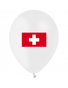 Sachet de ballons en latex biodégradable avec le  drapeau Suisse