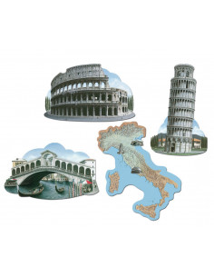 Lot de 4 décorations monuments Italie : déco fête Italie