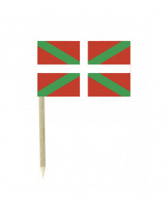Sachet de 50 drapeaux Pays Basque sur pic bois : made in France