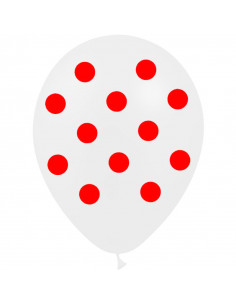 Sachet de ballons blanc à pois rouge en latex : Meilleur Grimpeur
