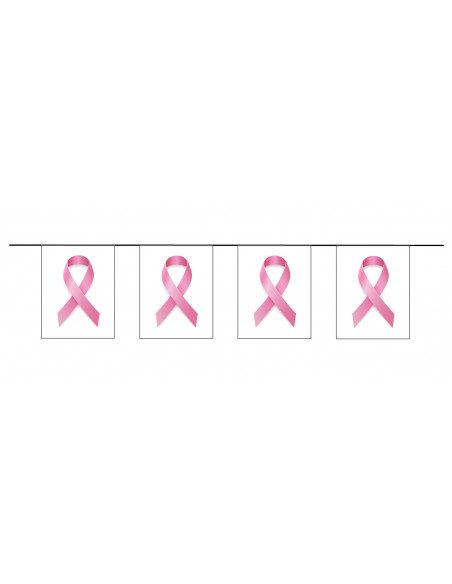 Guirlande fanions ruban octobre rose en papier