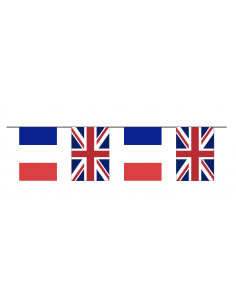 Guirlande fanions drapeaux jumelage France Royaume Uni pour extérieur