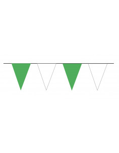 Guirlande triangulaire vert et blanc en plastique ultra résistant