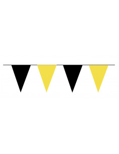Guirlande fanions triangulaire jaune et noir plastique résistant : extérieur