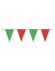 Guirlande fanions triangulaire résistant vert et rouge : Extérieur
