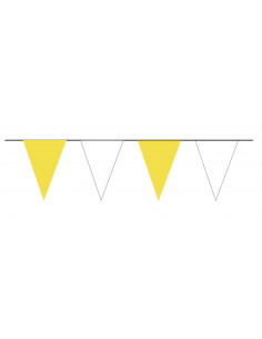 Guirlande fanions triangulaire résistant jaune et blanc : Extérieur