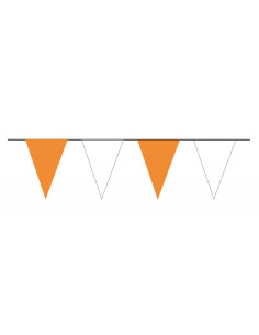 guirlande fanions triangulaire orange et blanc pour extérieur