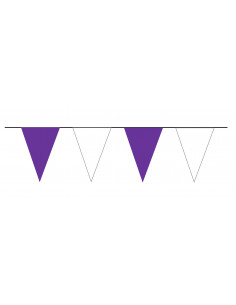 Guirlande fanions triangulaire violet et blanc pour extérieur