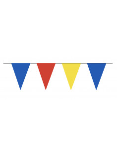 Guirlande fanions triangulaire bleu, rouge et jaune : Made in France