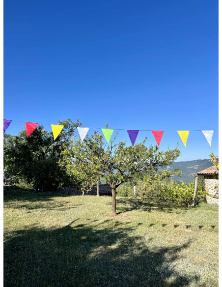 Guirlande fanions triangulaire multicolore tissu : Pavoiser vos rues