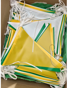 Guirlande fanion triangulaire jaune vert blanc : Fabrication Française 2