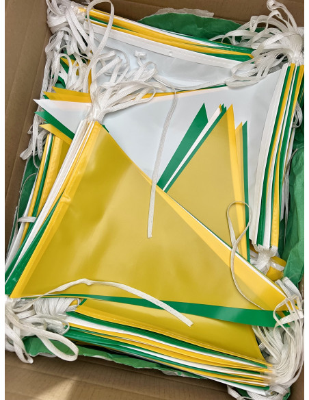 Guirlande fanion triangulaire jaune vert blanc : Fabrication Française
