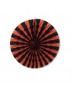 Rosace noir et orange de 50 cm de diamètre en papier ignifugé