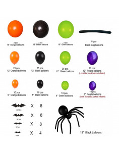 Kit 154 ballons araignées et chauve souris plus accessoires 2