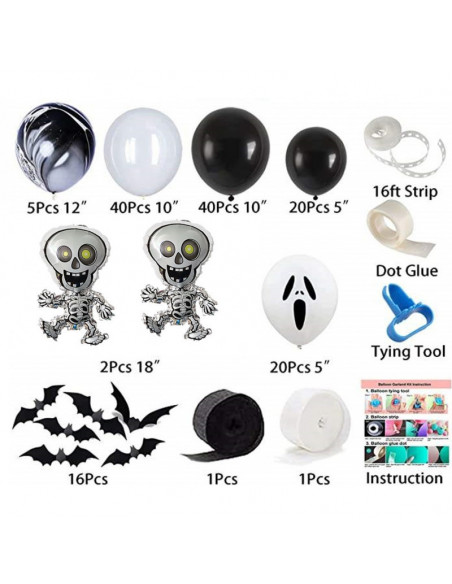 Kit 127 ballons fantômes squelettes