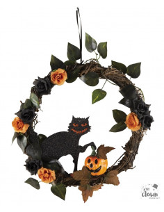 Couronne de porte chat noir pour Halloween