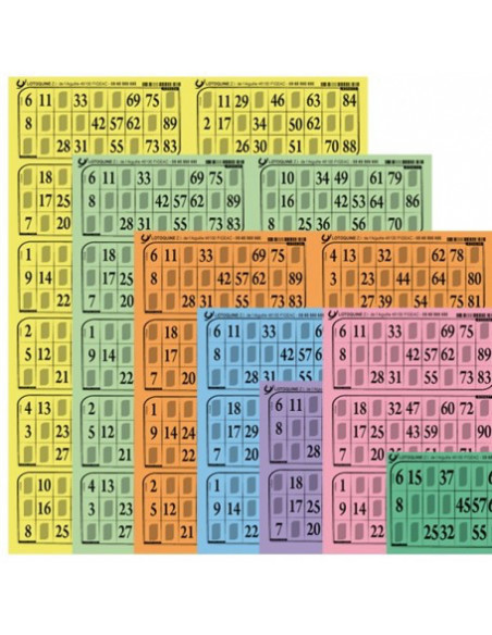 Lot de 500 grilles en plaque / cartons de loto souple