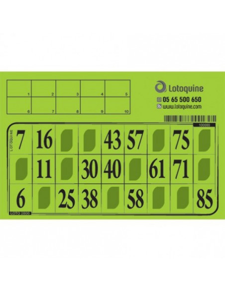 Carton loto rigide à tamponner / 500 exemplaires