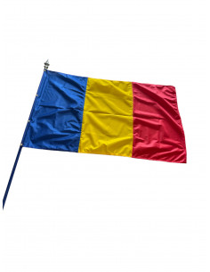 Drapeau Roumanie sur hampe en bois : fabrication française
