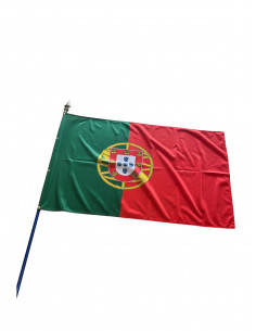 Drapeau Portugal officiel sur hampe en bois: fabrication française
