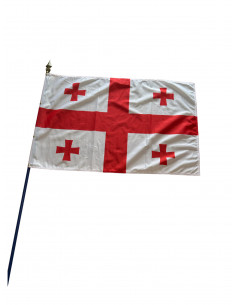 drapeau Georgie sur hampe en bois