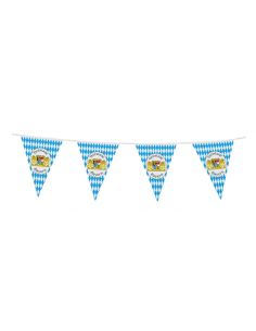 Guirlande fanions damier bavarois avec logo en plastique