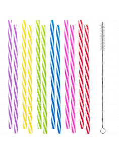 Lot de 12 pailles en plastique réutilisables 2