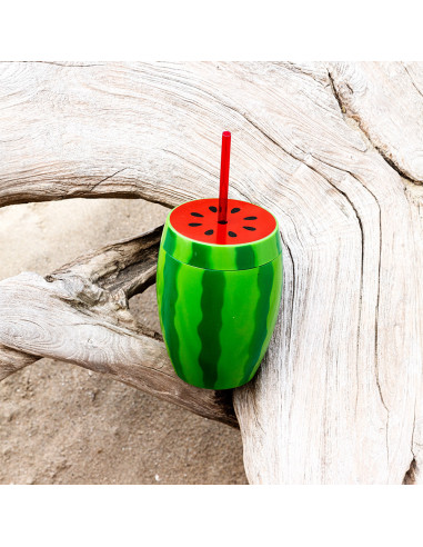 Gobelet pastèque avec paille