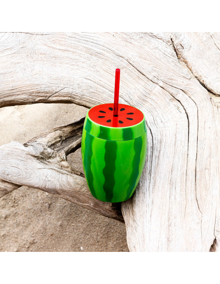 Gobelet pastèque avec paille