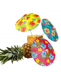 Lot de 6 mini parasols à cocktail : thème Hawaï