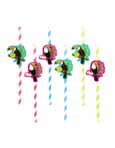 Lot de 6 pailles en papier Toucan 2