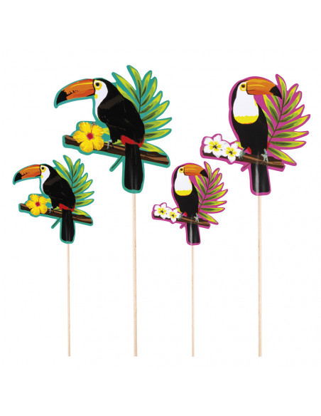 Lot de 4 bâtonnets à cocktail Toucan