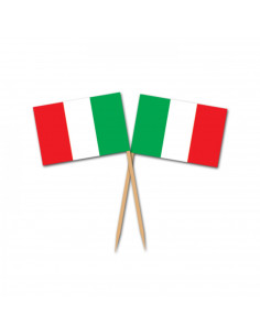50 drapeaux sur pic en bois Italie