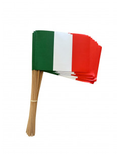 drapeau Italie en papier avec hampe en bois