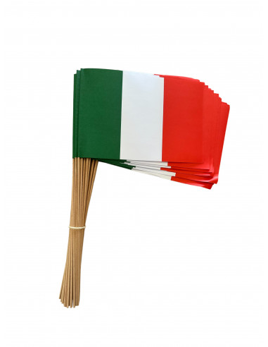 Drapeau Italie sur hampe en bois : fabrication Française