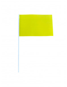 Drapeau jaune en papier sur hampe en plastique : fabrication française