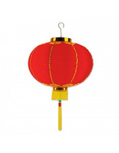 Lanterne porte bonheur avec pompom 40cm : nouvel an chinois
