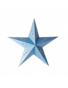 Lanterne étoile en papier bleu pastel