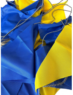 Guirlande fanions triangulaire bleu et jaune en tissu résistant 2