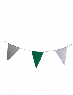 Guirlande fanions triangulaire vert et blanc en tissu résistant / fabrication française