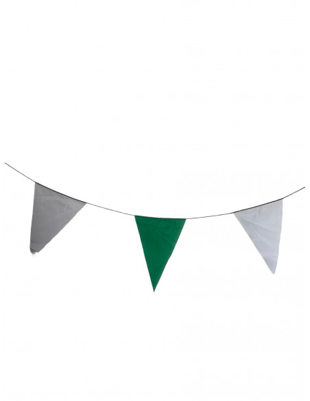 Guirlande fanions triangulaire vert et blanc en tissu résistant