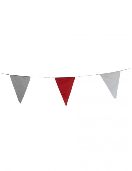 Guirlande fanions triangulaire rouge et blanc en tissu résistant