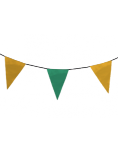 Guirlande fanions triangulaire vert et jaune en tissu résistant / fabrication française