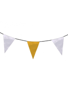Guirlande fanions triangulaire  jaune et blanc en tissu résistant / fabrication française