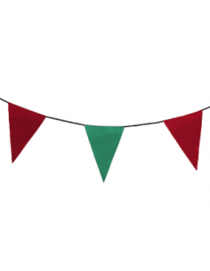 Guirlande fanions triangulaire vert et rouge en tissu résistant